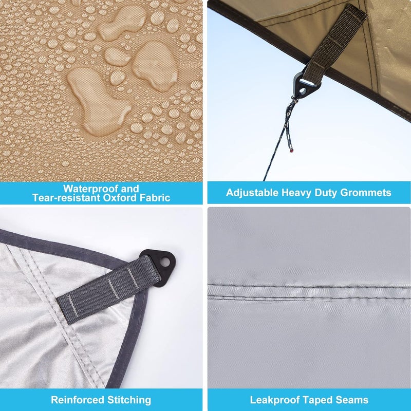 PAHTTO Hammock Rain Fly, 12x10FT Camping Tarp with Poles, Waterproof and Ultralight Survival Tent Tarp for Outdoors, Camping, Hiking, Picnic, Backpacking - Image 3